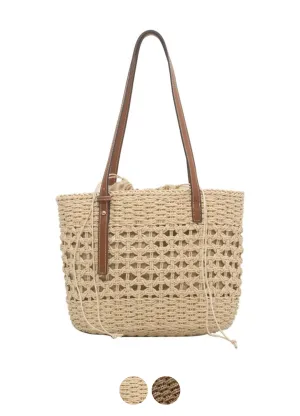 Amaya Women's Large Straw Beach Bucket Handbag