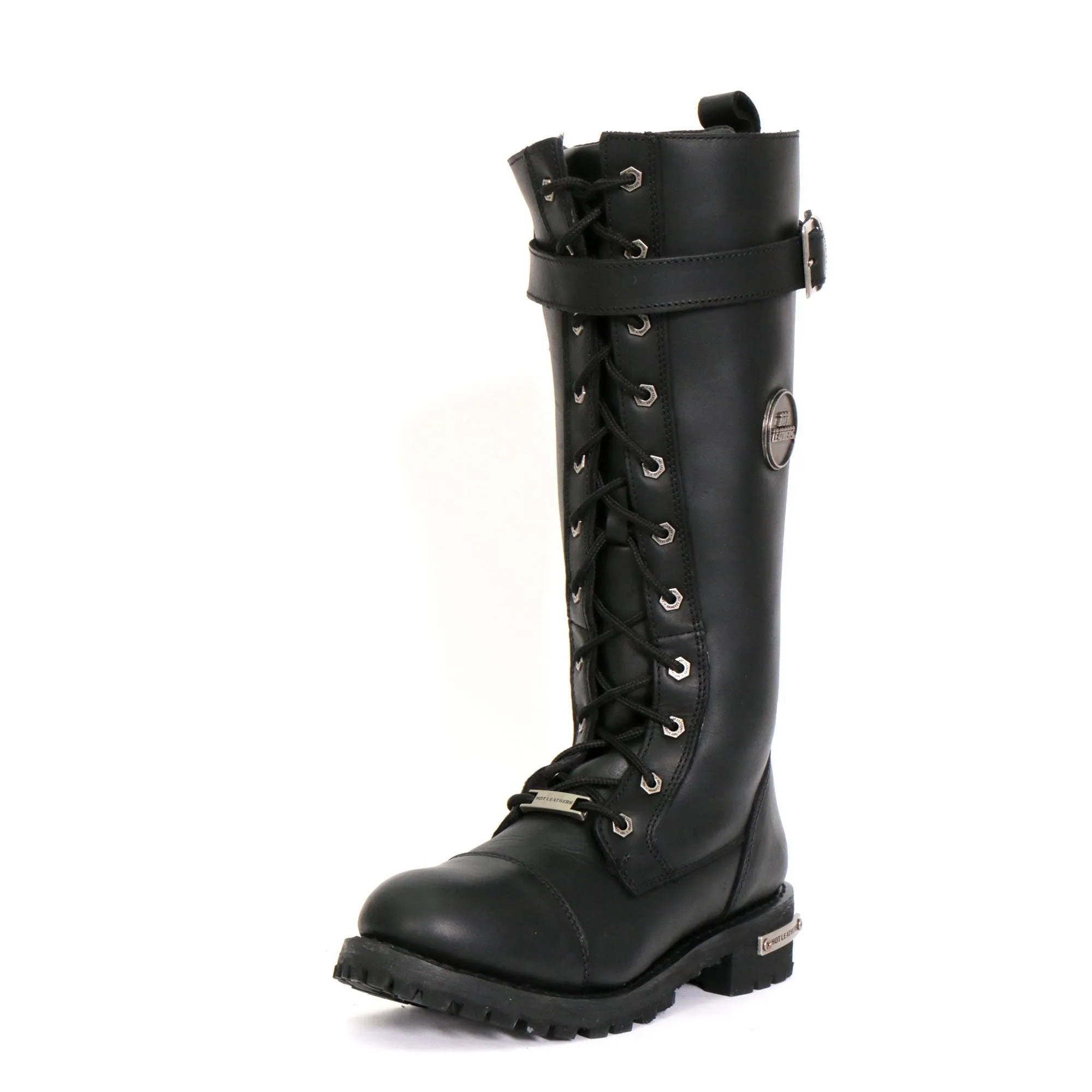 Hot Leathers BTL1005 Ladies 14-inch Black Knee-High Leather Boots with Side Zipper Entry