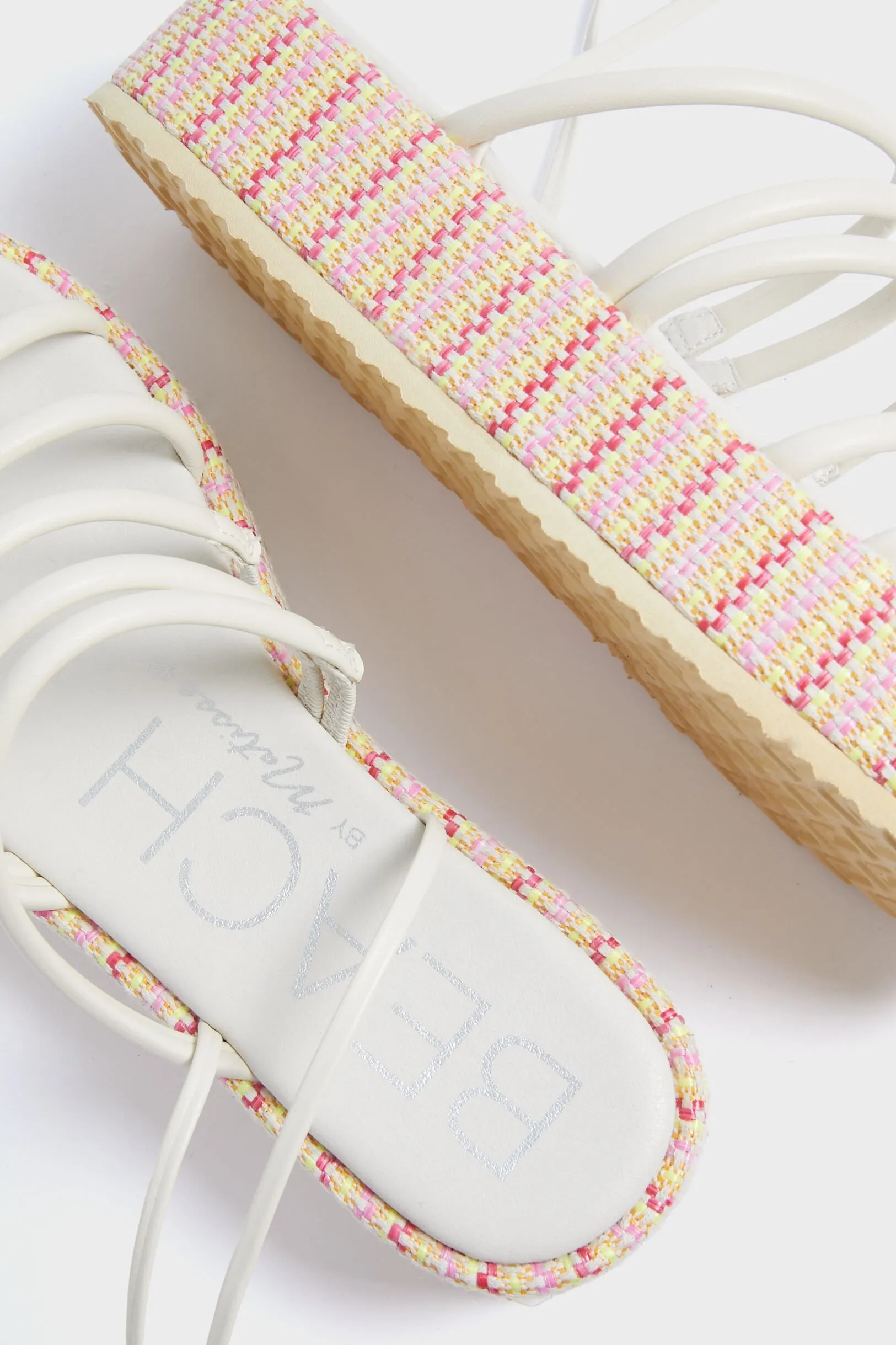 Ivory Lace Up Rainbow Platform Sandals