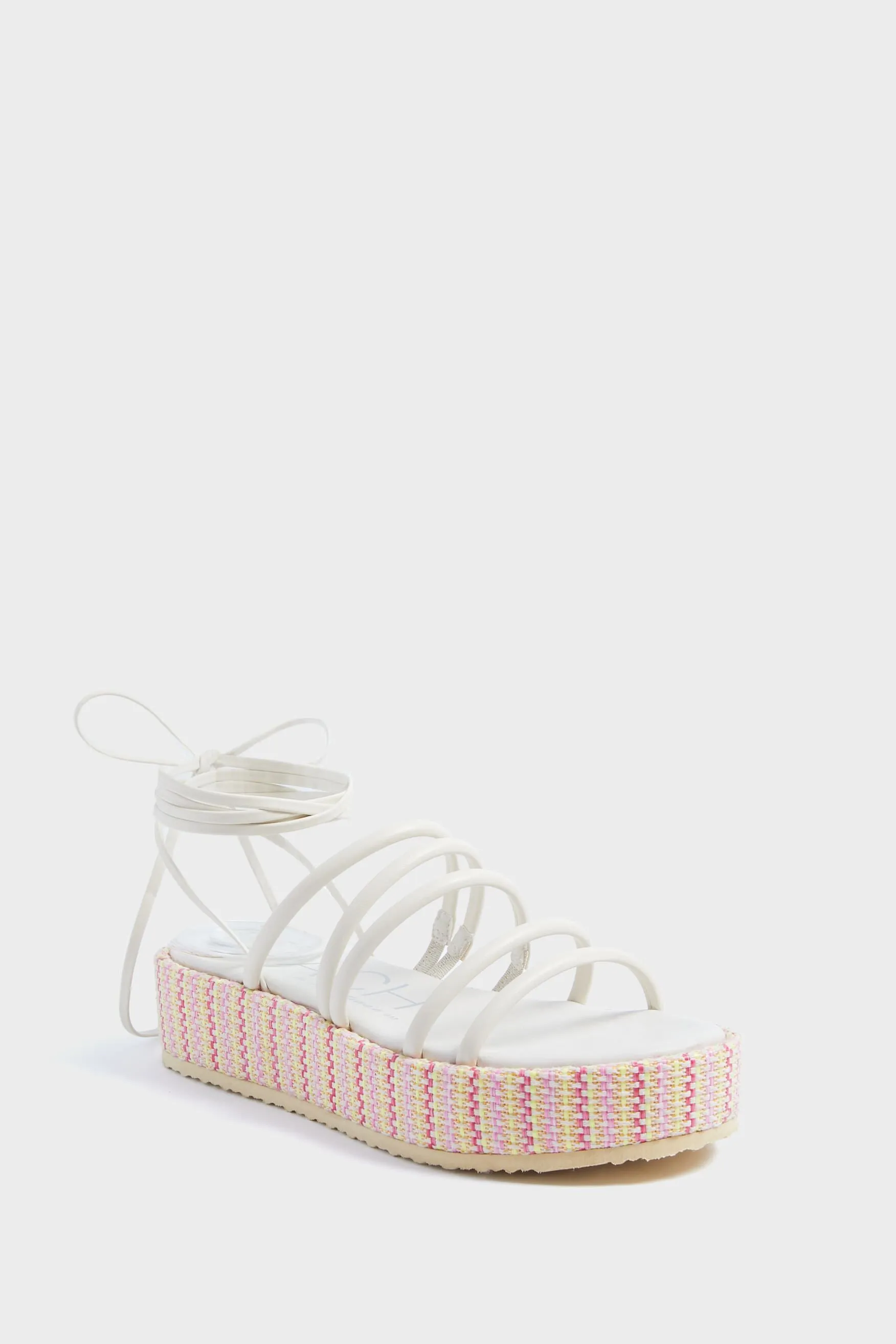 Ivory Lace Up Rainbow Platform Sandals