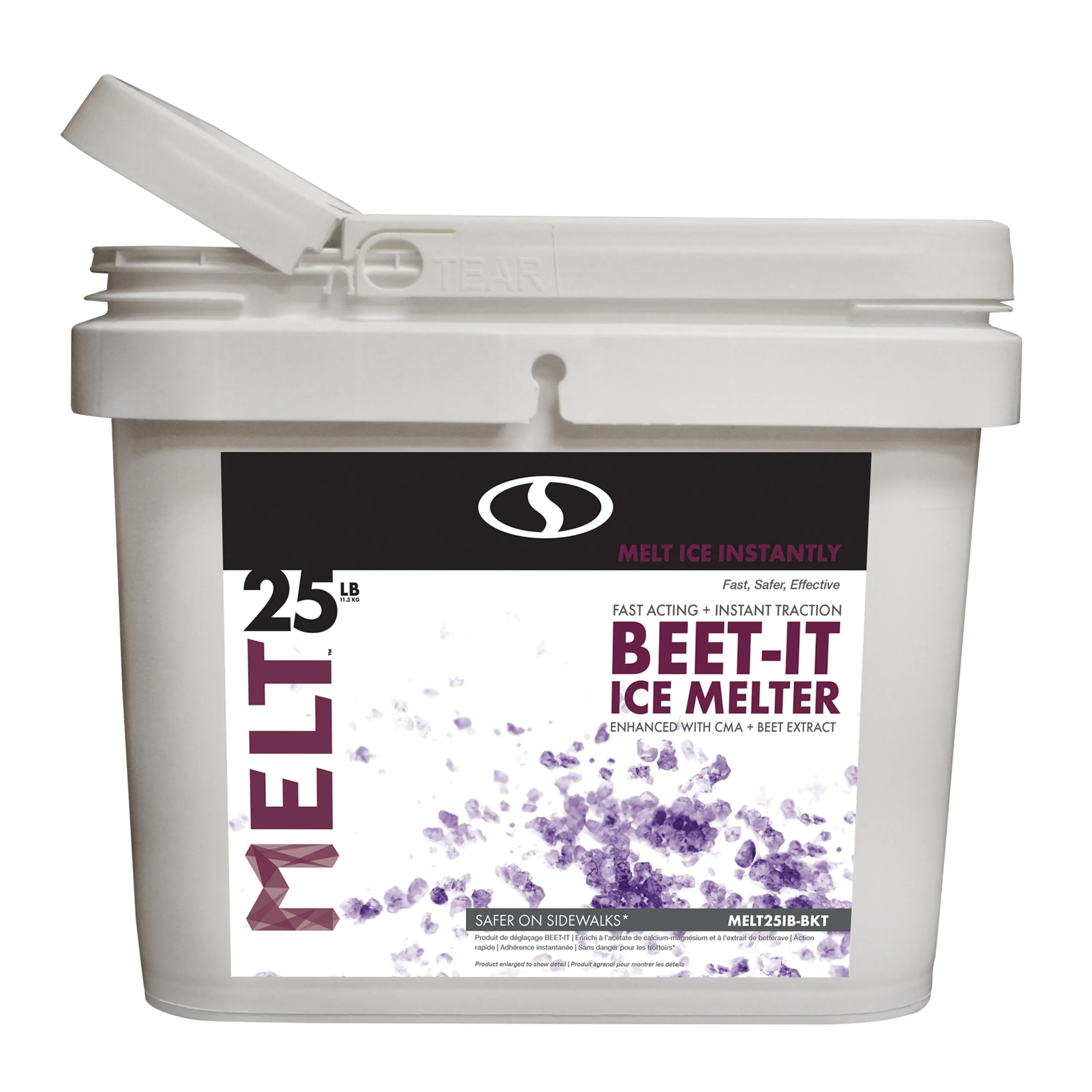 MELT 25 Lb. Bucket Beet-It Ice Melter w/ CMA & Beet Extract