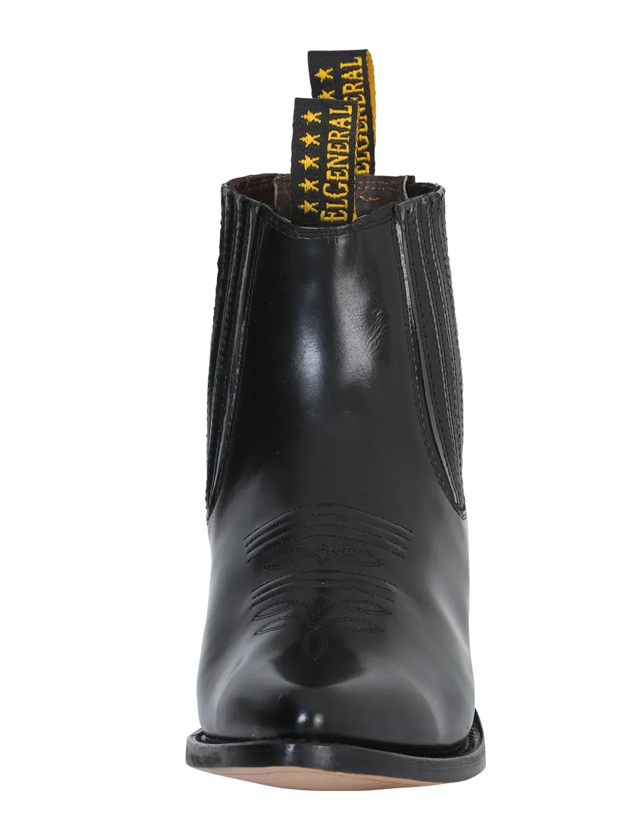 Men's Ankle Cowboy Boot by El General - Black Chameleon 181