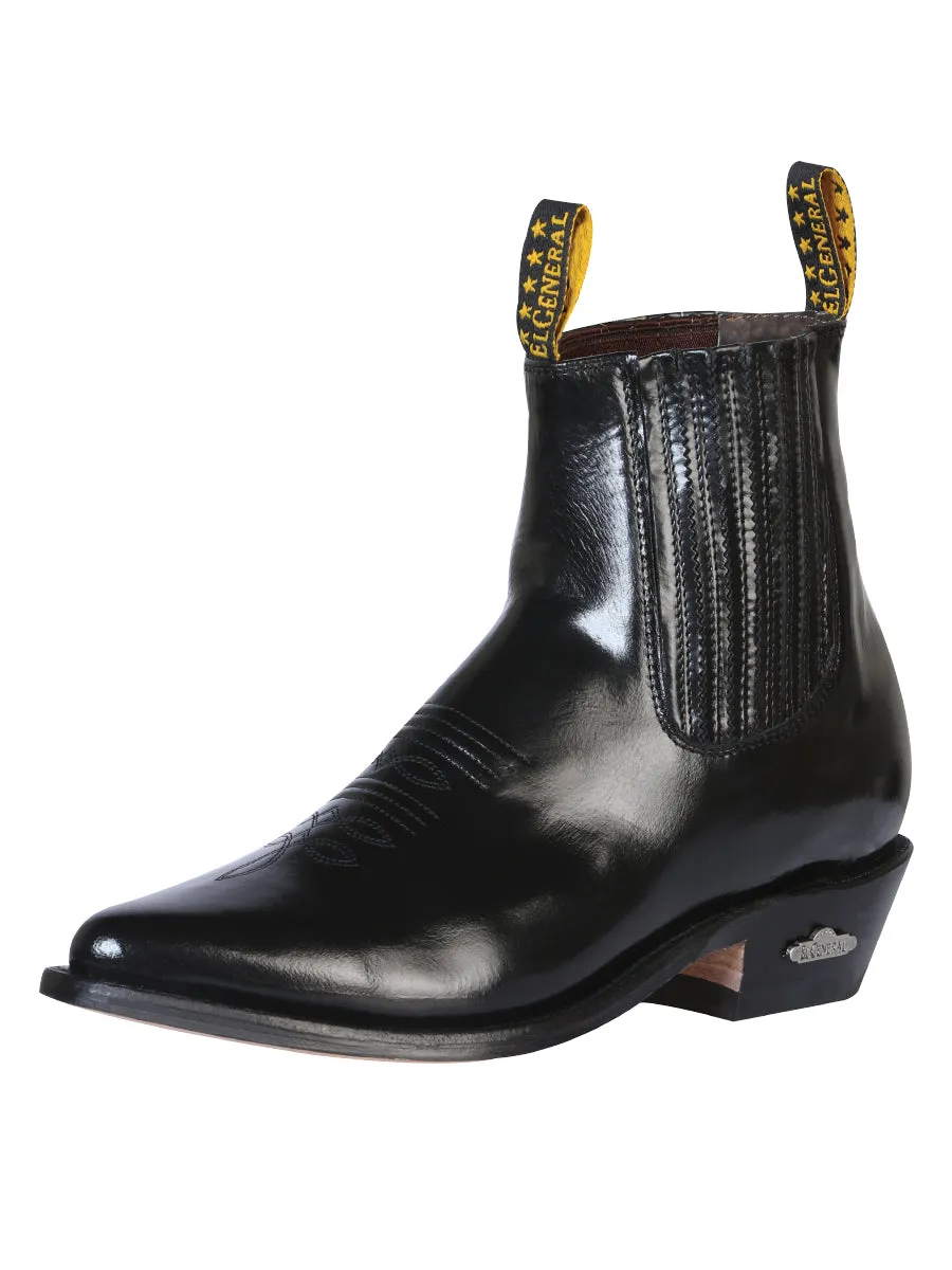 Men's Ankle Cowboy Boot by El General - Black Chameleon 181