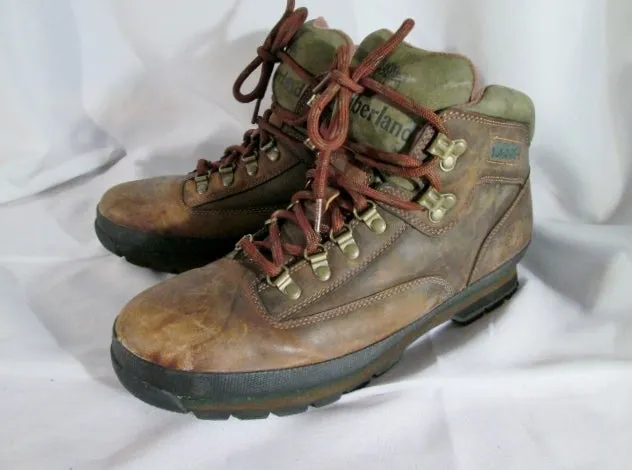 Mens TIMBERLAND 95100 WATERPROOF EURO HIKER Leather Boot 11.5 BROWN GREEN Trek