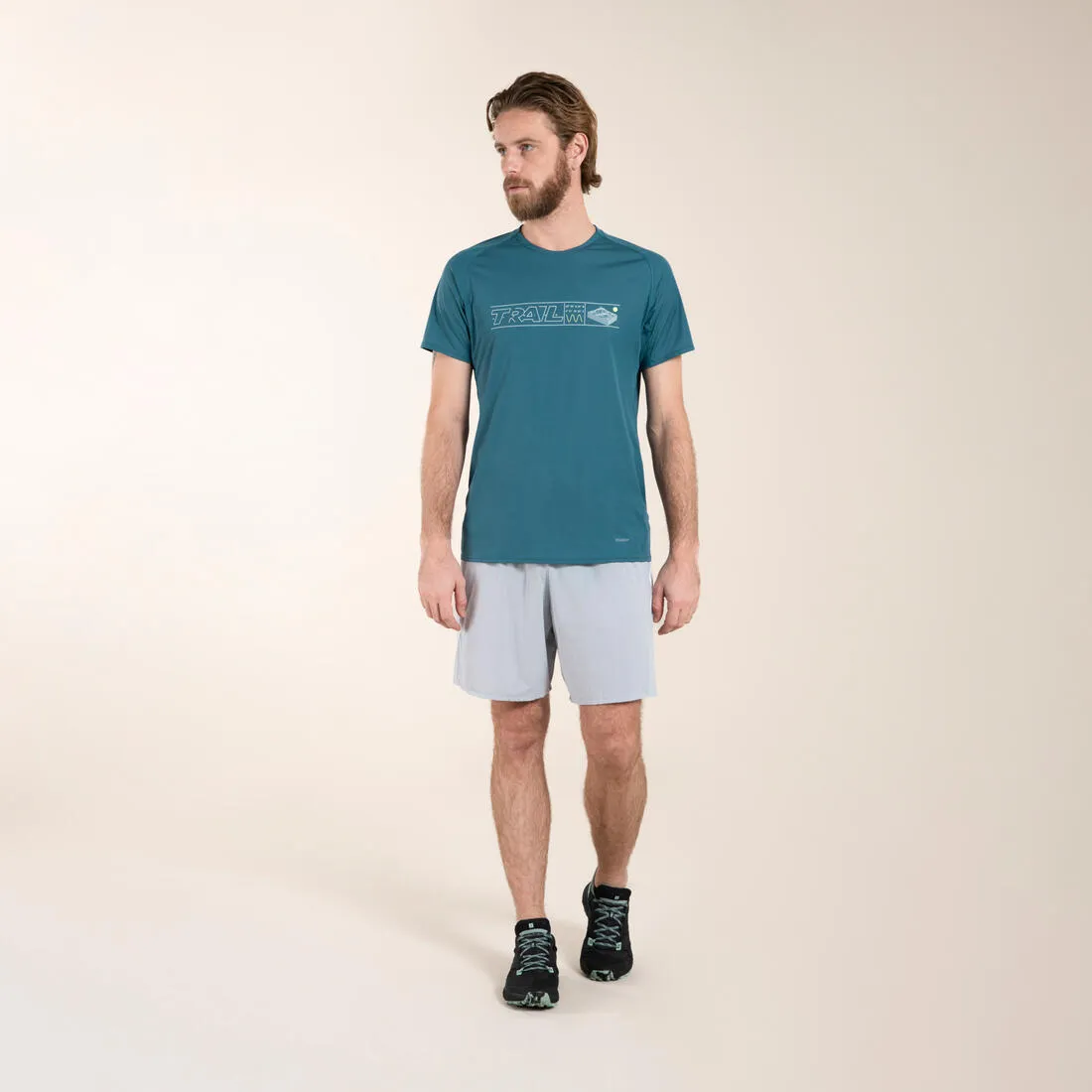 MEN'S TRAIL RUNNING SHORT-SLEEVED T-SHIRT - GRAPH/AQUA