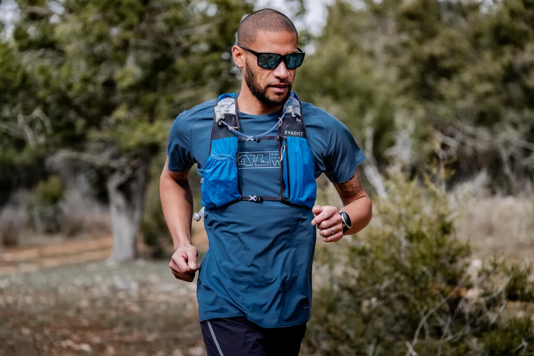 MEN'S TRAIL RUNNING SHORT-SLEEVED T-SHIRT - GRAPH/AQUA