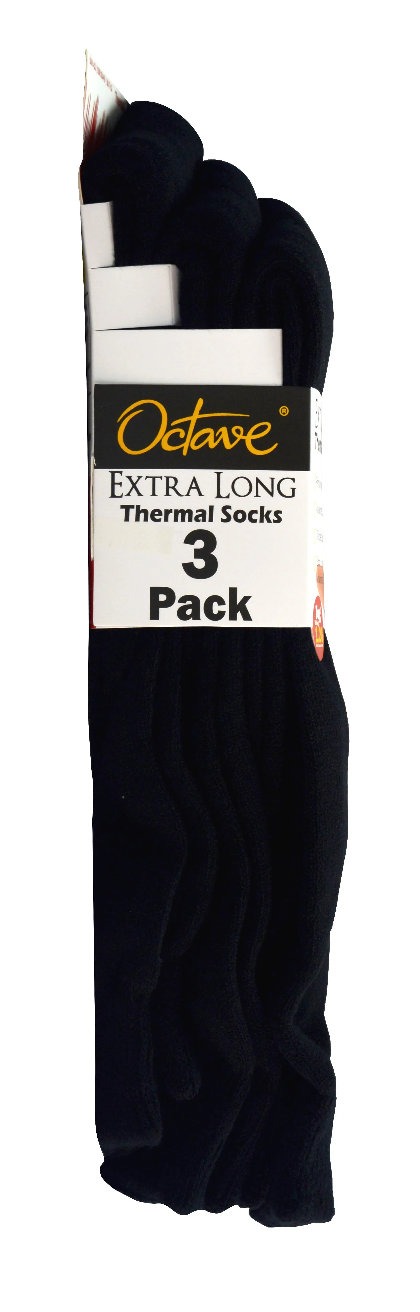 Octave® Mens Extra Long Thermal Socks 1.2 Tog 3 Pack - Black