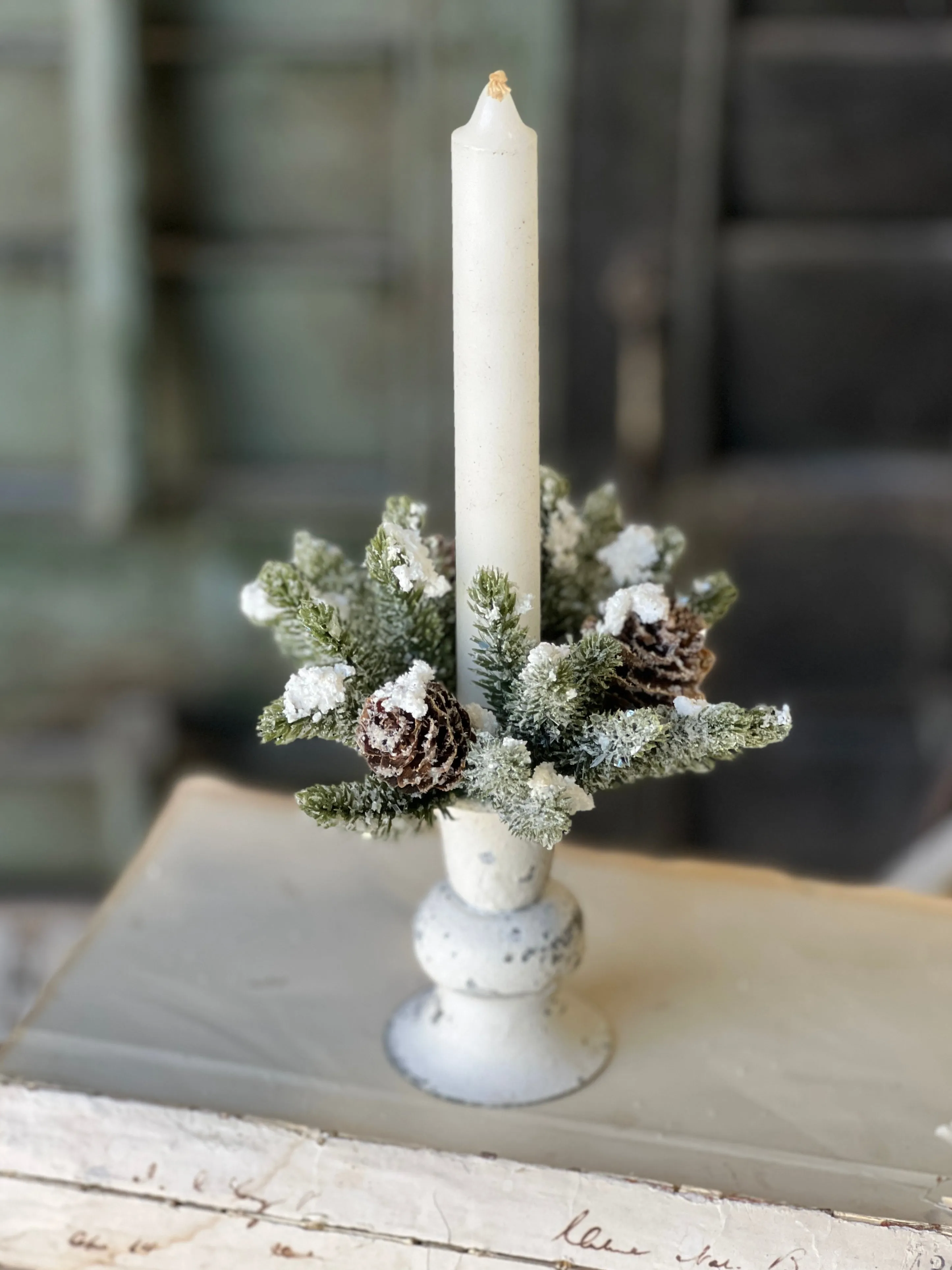 Snowy Mini Cone Candle Ring | 1" (inner)