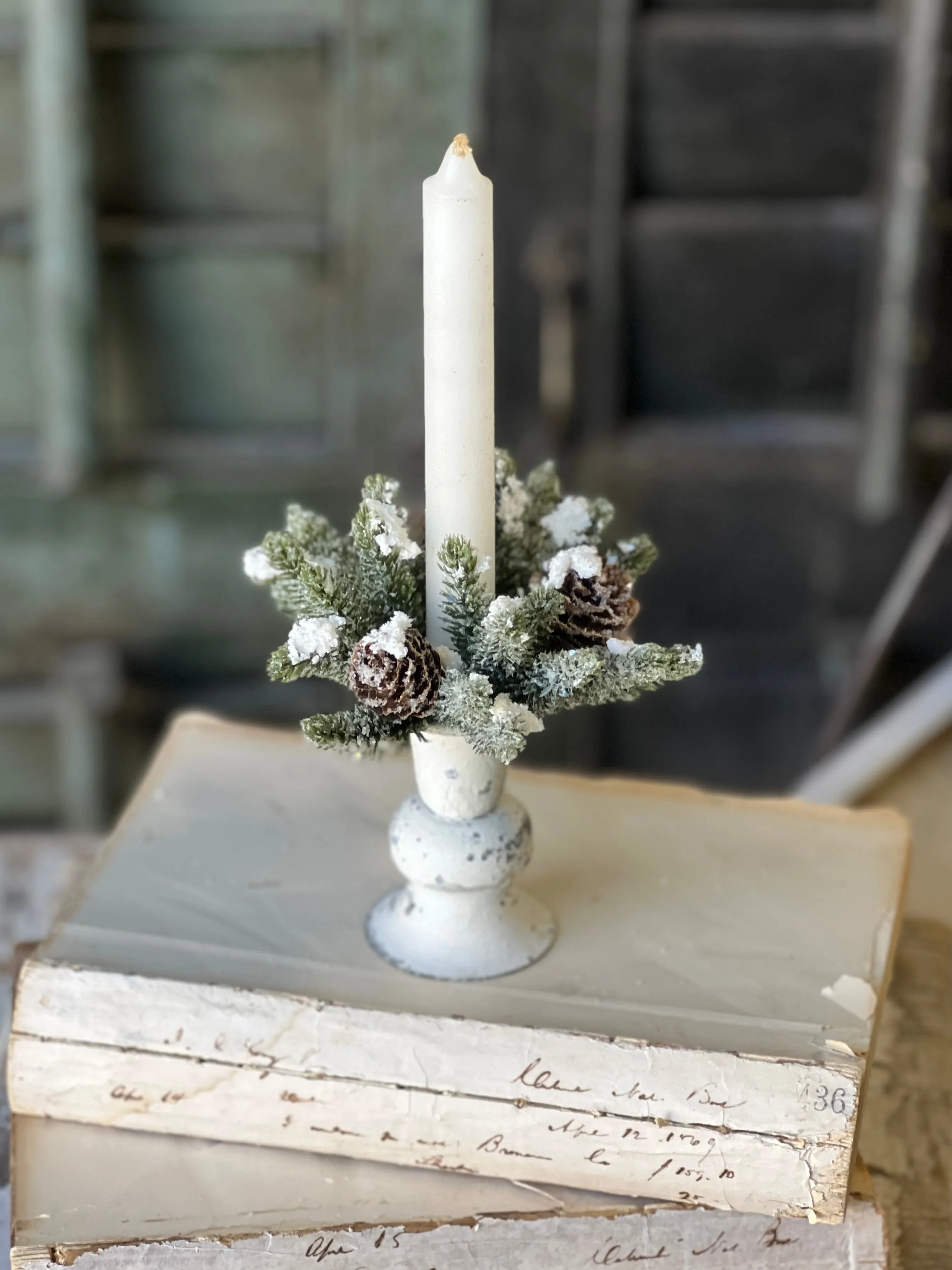 Snowy Mini Cone Candle Ring | 1" (inner)