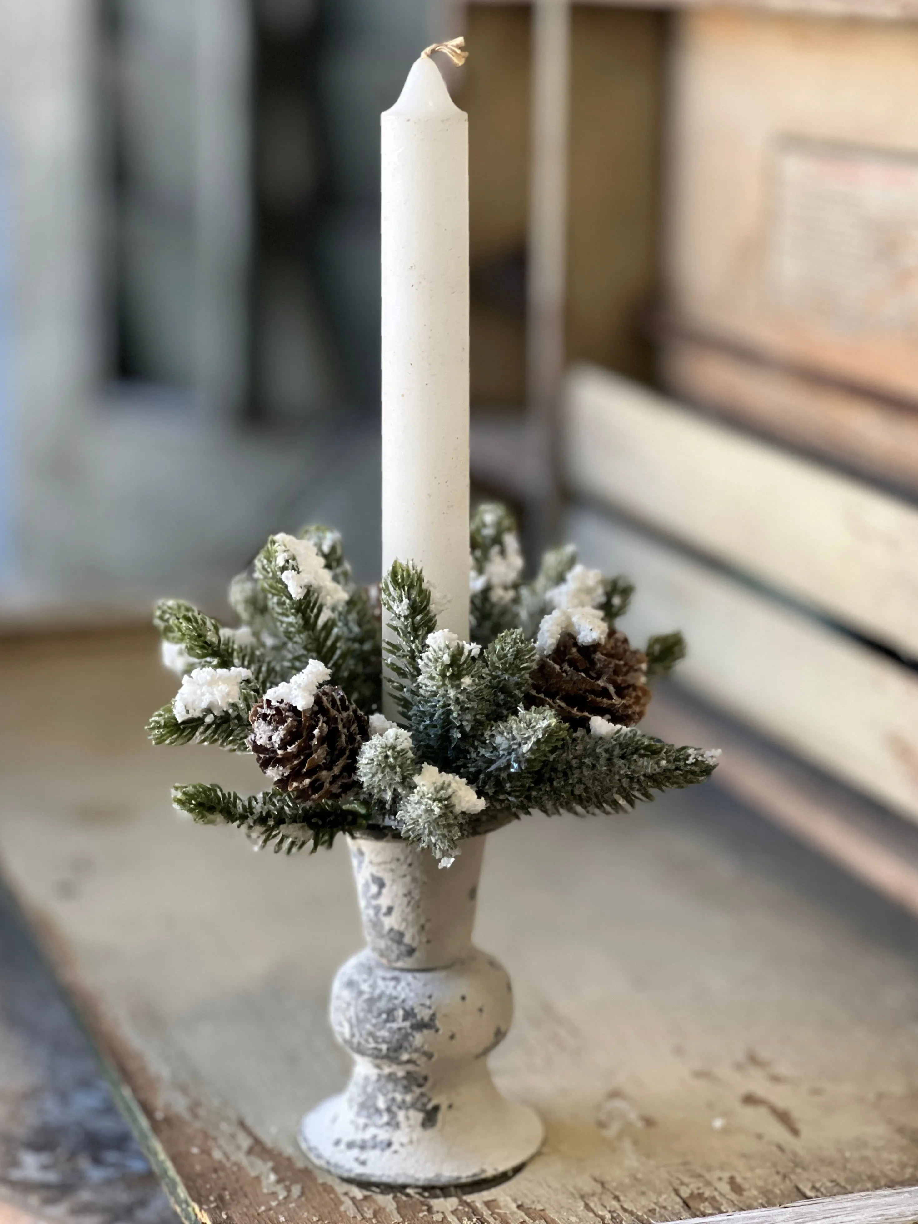 Snowy Mini Cone Candle Ring | 1" (inner)