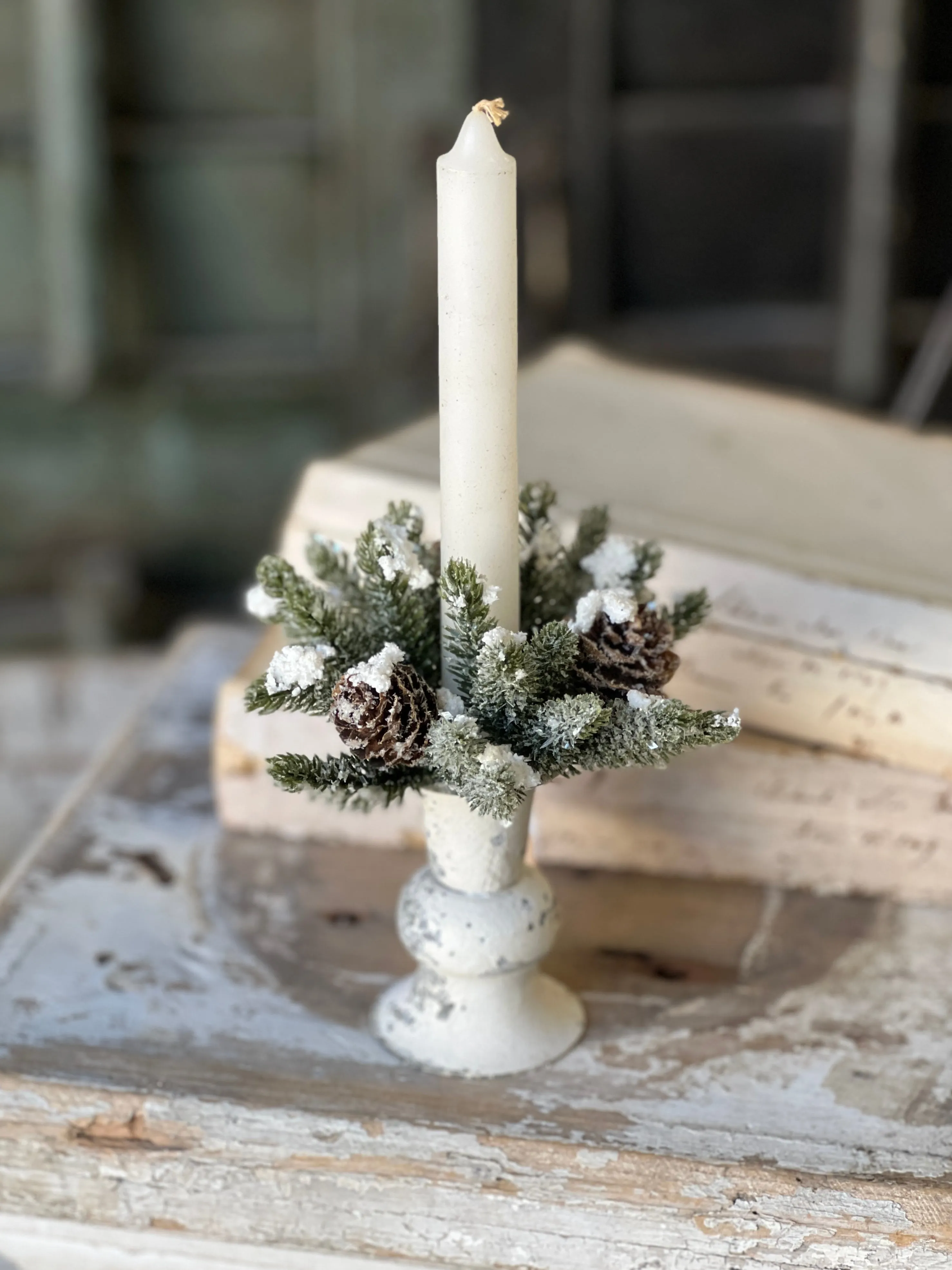 Snowy Mini Cone Candle Ring | 1" (inner)