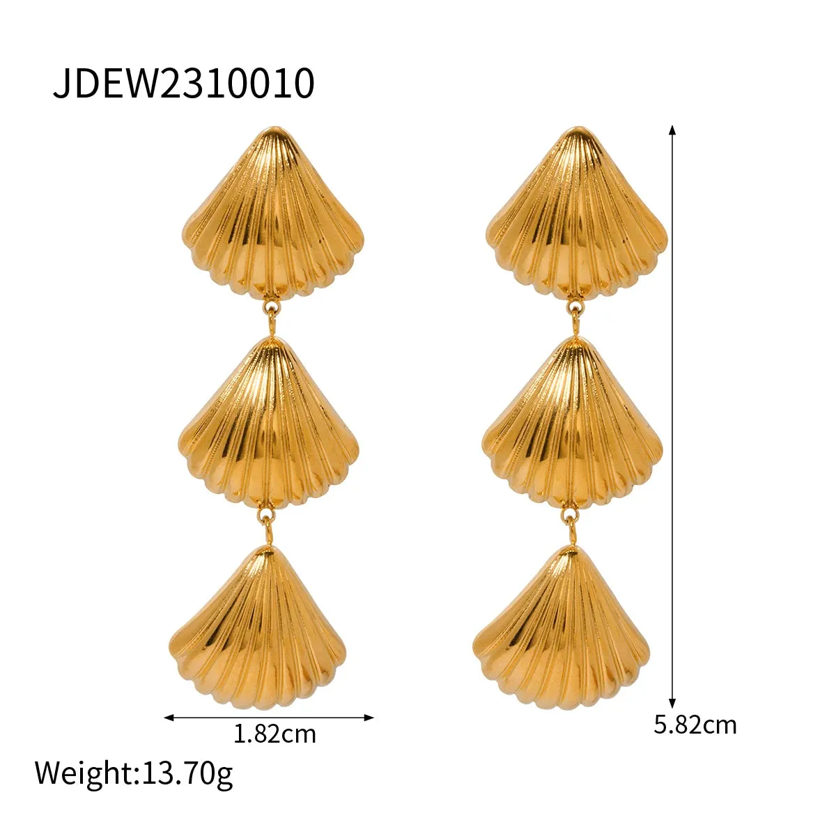 VAIGE Waterproof Summer Charm Earrings - Textured Metal Stainless Steel Studs for Beach Holidays