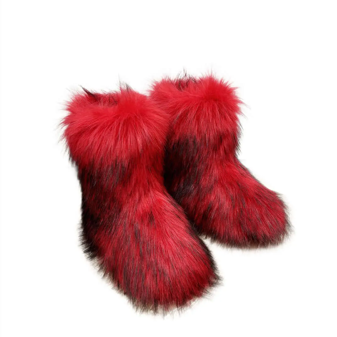 Women's Closed Toe Warm Fluffy Plush Snow Boots